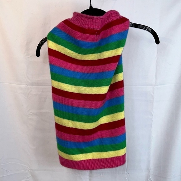 The Worthy Dog Sweater Striped Rainbow Roll Neck Pullover Sweater Double Knit - Picture 5 of 9